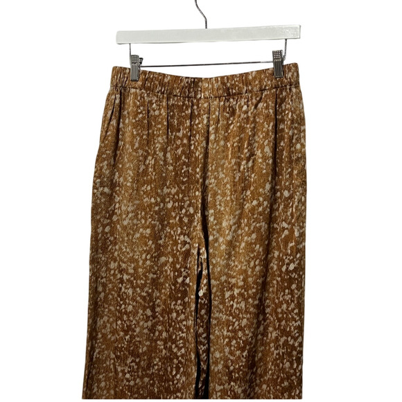 LAFAYETTE 148 WOMENS XLARGE SILK FLOATING LEAVES RIVERSIDE STRETCH PANTS CAMEL - Picture 11 of 14